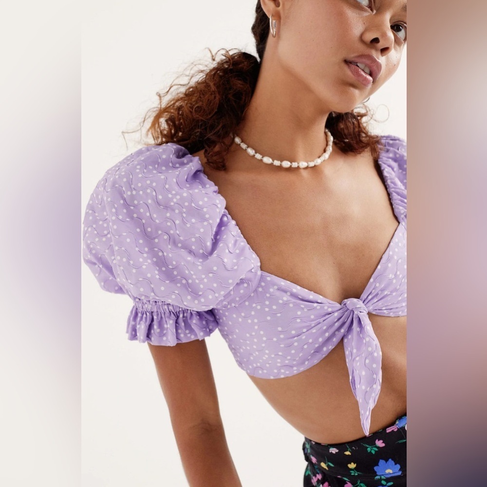 NWT For Love & Lemons - Purple Chelsea Crop Top Sz SMALL - Picture 5 of 10